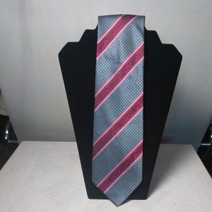 Italian Men's Classic Gray, Black and Red Tie